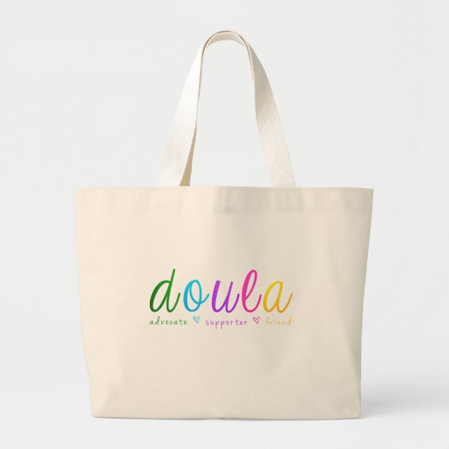 Rainbow Doula Design Large Tote Bag (Front)