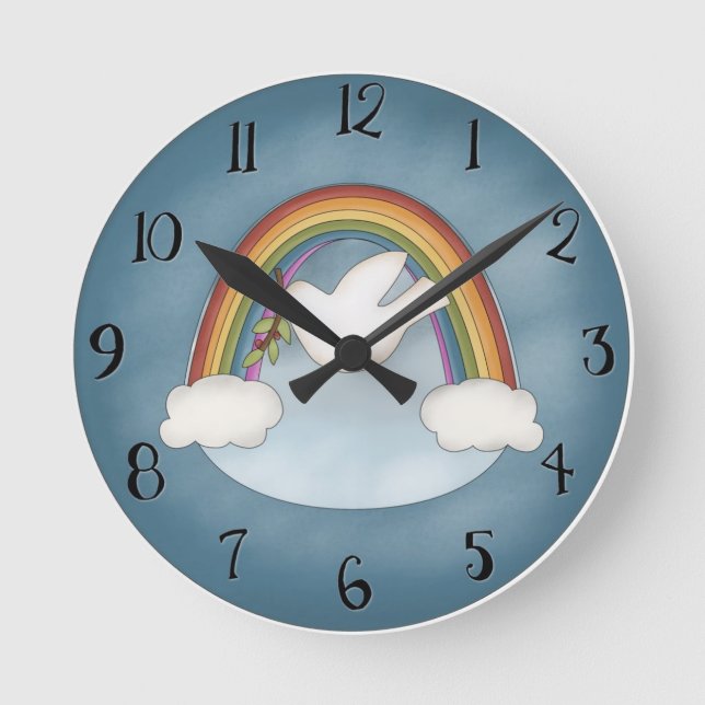Rainbow Dove Wall Clock (Front)
