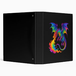 Rainbow dragon breathing colorful flames fantasy binder