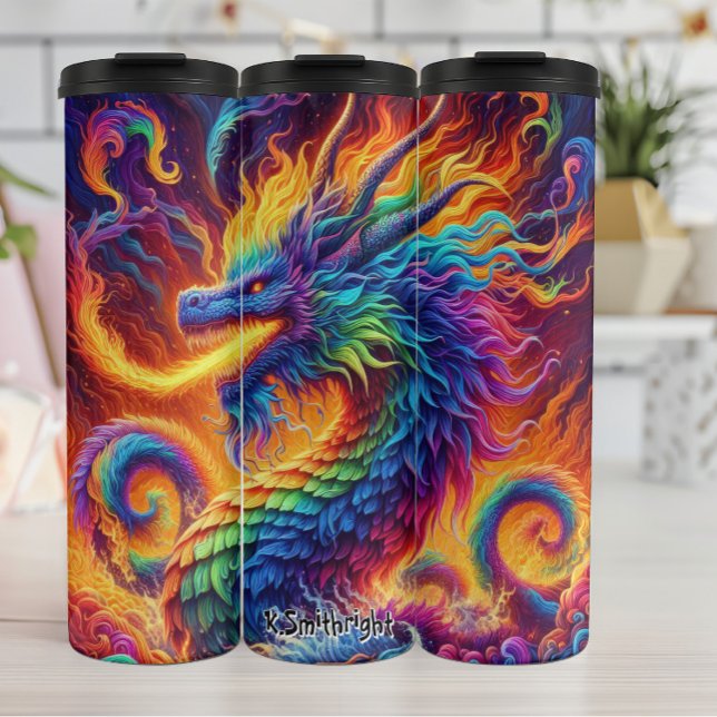 Rainbow Dragon Breathing Fire Thermal Tumbler (Creator Uploaded)