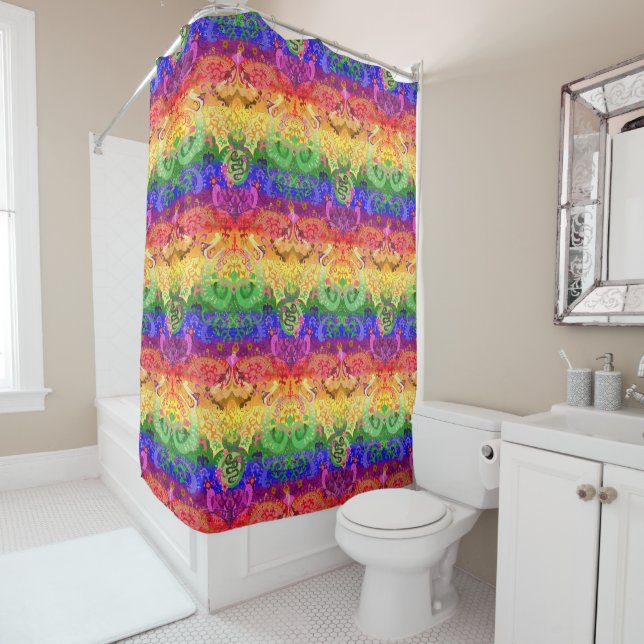 Rainbow Dragon Damask - Gay Pride Flag Colours (In Situ)