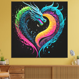 Rainbow Dragon Heart Canvas Print