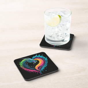 Rainbow Dragon Heart Coaster
