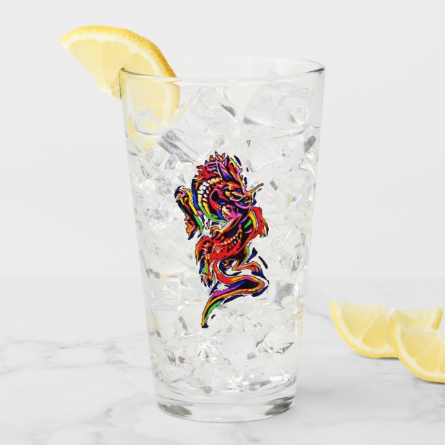 Rainbow Dragon multicolor chinese art customize Glass (Front Ice)