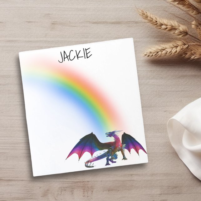 Rainbow Dragon Personalized Name  Notepad (Creator Uploaded)