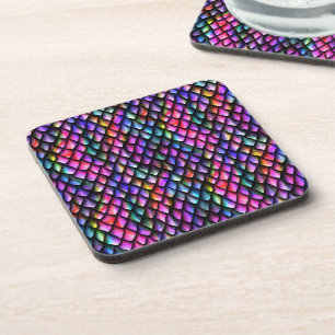 Rainbow Dragon Scales Cork-Backed Coasters