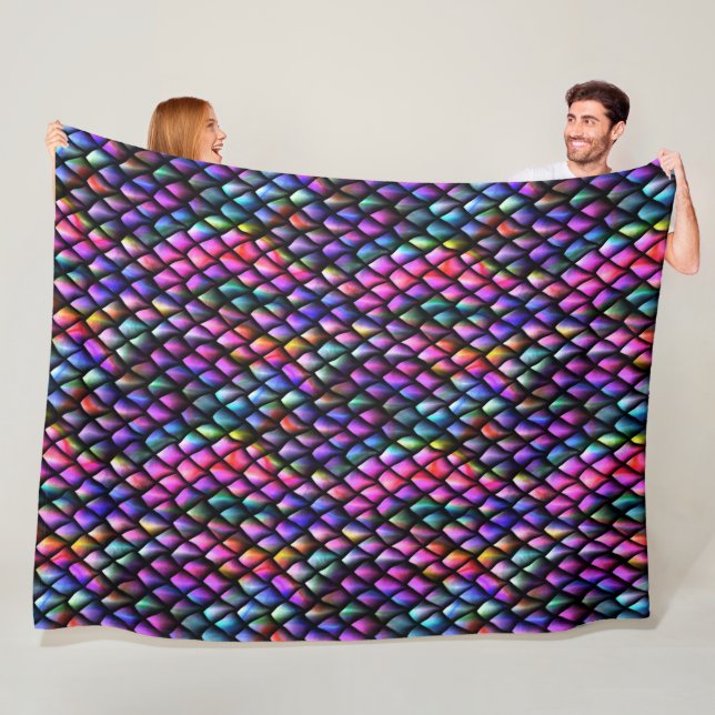 Rainbow Dragon Scales Fleece Blanket (In Situ)