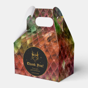 Rainbow Dragon Scales Gold Birthday Thank You Favor Box