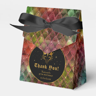 Rainbow Dragon Scales Gold Birthday Thank You Favor Box