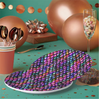 Rainbow Dragon Scales Paper Plates
