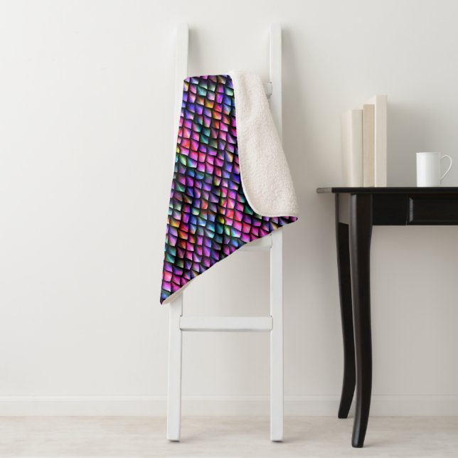 Rainbow Dragon Scales Sherpa Blanket (In Situ)
