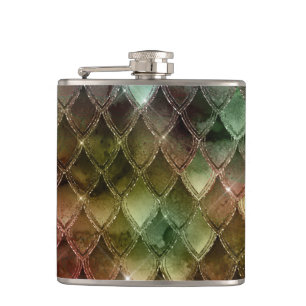 Rainbow Dragon Scales Texture Hip Flask