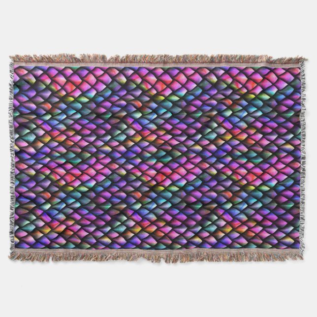 Rainbow Dragon Scales Throw Blanket (Front)