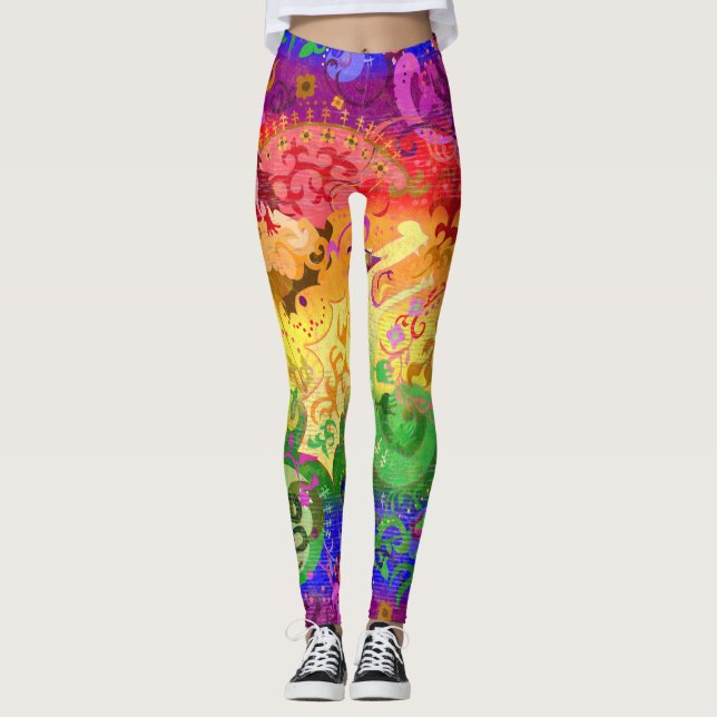 Rainbow Dragon Snake Fantasy Queen Pride Flag Leggings (Front)