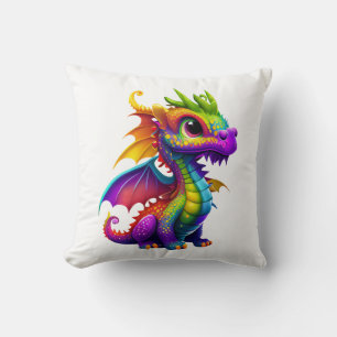 Rainbow Dragon Throw Pillow
