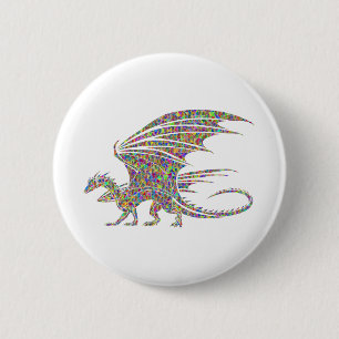 Rainbow Dragon Tribal Tattoo Gift Idea 2 Inch Round Button