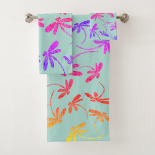 Rainbow Dragonflies Bath Towel Set