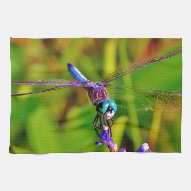 Rainbow Dragonfly and flower Kitchen Towel (Horizontal)