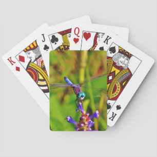 Rainbow Dragonfly and flower Playing Cards