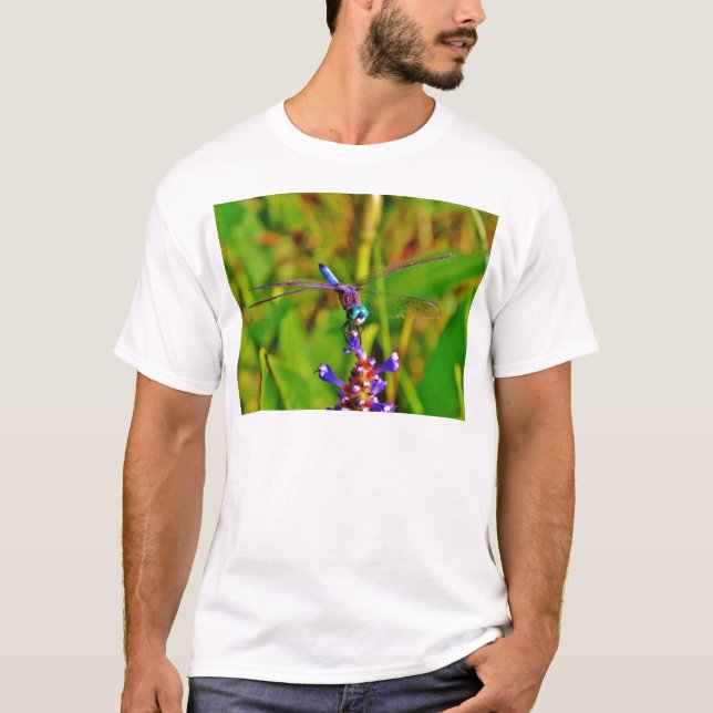 Rainbow Dragonfly and flower T-Shirt (Front)