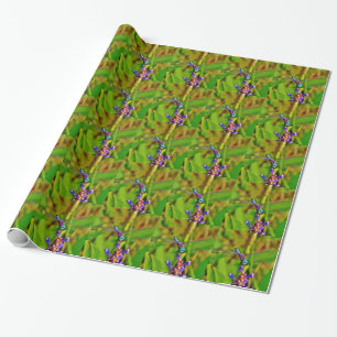 Rainbow Dragonfly and flower Wrapping Paper