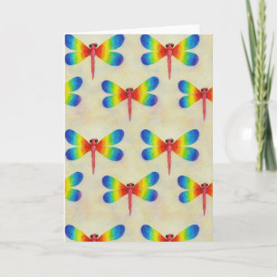 Rainbow Dragonfly Blank Greeting Card