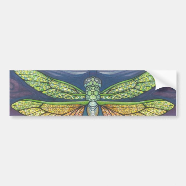 Rainbow Dragonfly Bumper Sticker Colorful Decal (Front)