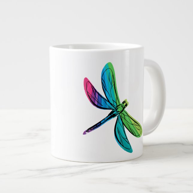 Rainbow Dragonfly Large Coffee Mug (Front Right)