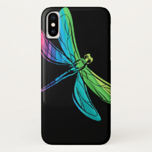 Rainbow Dragonfly on Black Case-Mate iPhone Case