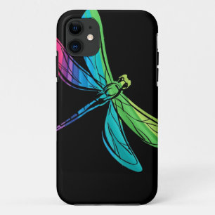 Rainbow Dragonfly on Black Case-Mate iPhone Case