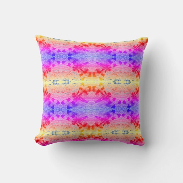 rainbow dragonfly pattern solid blue back throw pillow (Front)
