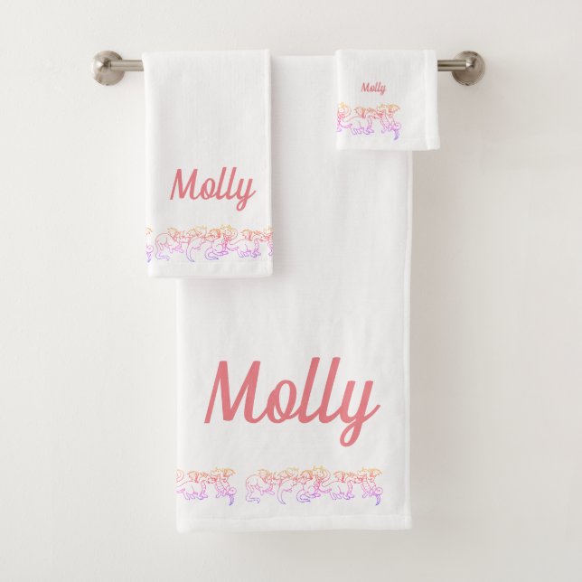 Rainbow Dragons Bath Towel Set Custom Set (Insitu)