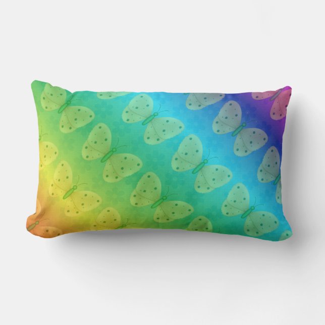 Rainbow Dreams Butterfly Daisy Lumbar Pillow (Front)