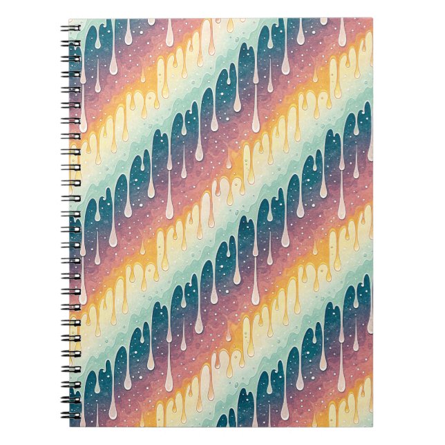 Rainbow Drip Abstract Colourful Liquid Art Pattern Notebook (Front)