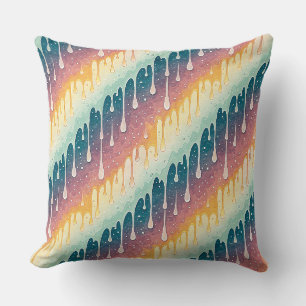 Rainbow Drip Abstract Colourful Liquid Art Pattern Throw Pillow