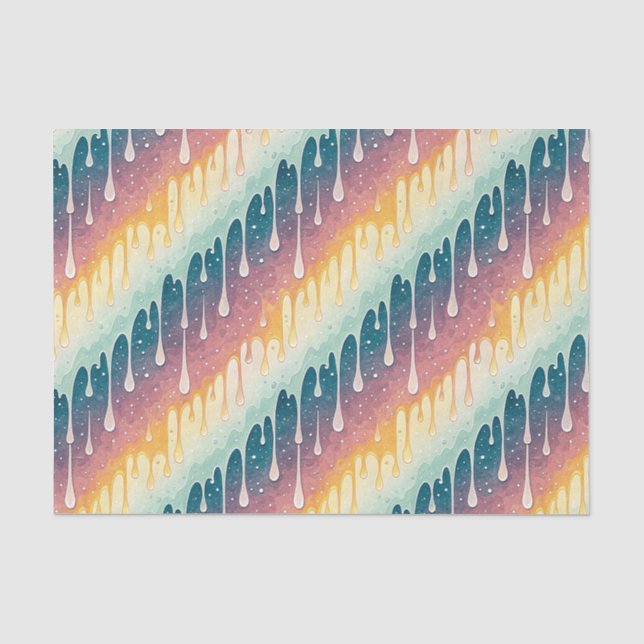 Rainbow Drip Abstract Colourful Liquid Art Pattern Tissue Paper (Front)