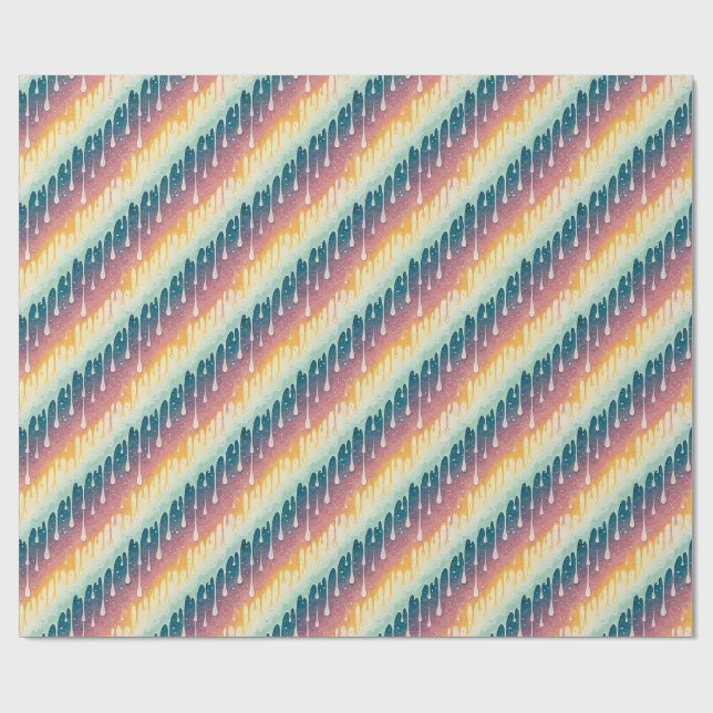 Rainbow Drip Abstract Colourful Liquid Art Pattern Wrapping Paper (Flat)