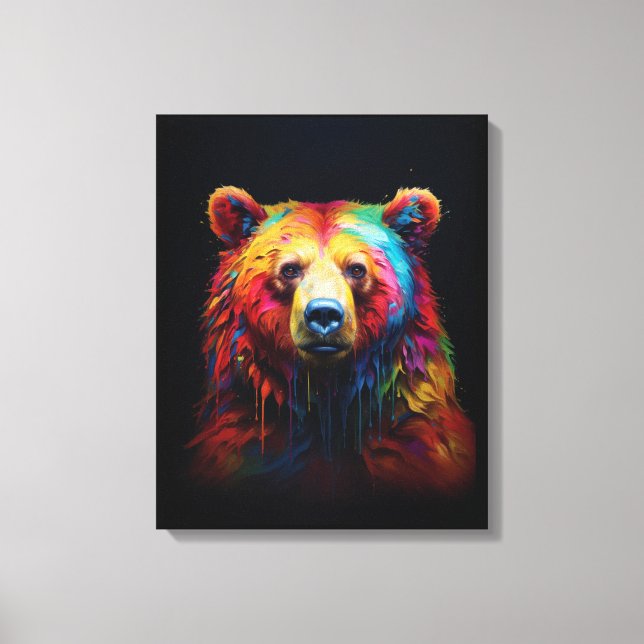 Rainbow Drip Bear Canvas Print (Front)