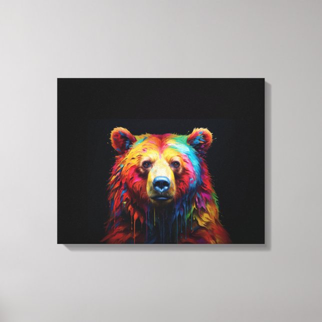 Rainbow Drip Bear Canvas Print (Front)