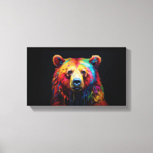 Rainbow Drip Bear Canvas Print