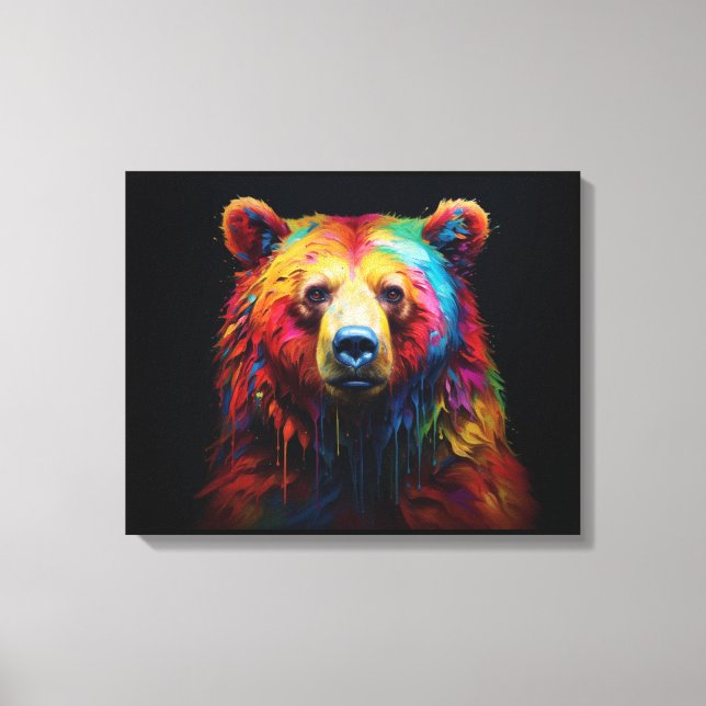 Rainbow Drip Bear Canvas Print (Front)