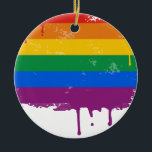 Rainbow drip ceramic ornament<br><div class="desc">Gay Ornaments</div>