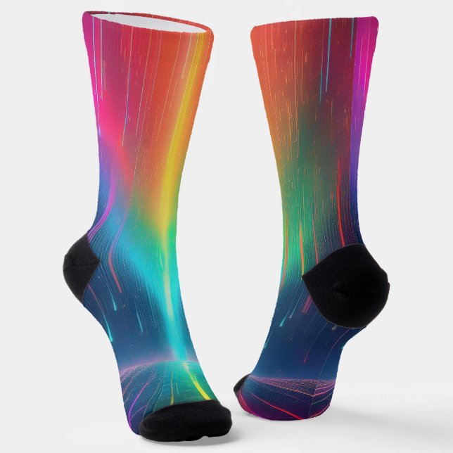 Rainbow Drip Trip Socks (Angled)