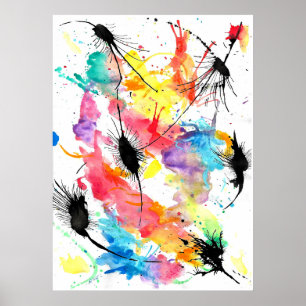 Rainbow drip watercolours poster