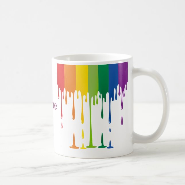 Rainbow Dripping Paint Liquid Abstract Art Coffee Mug (Right)