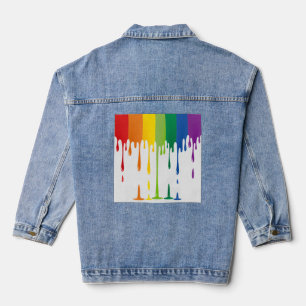 Rainbow Dripping Paint Liquid Abstract Art Denim Jacket
