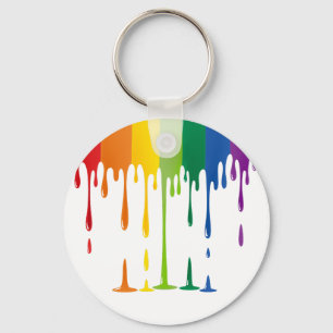 Rainbow Dripping Paint Liquid Abstract Art Keychain