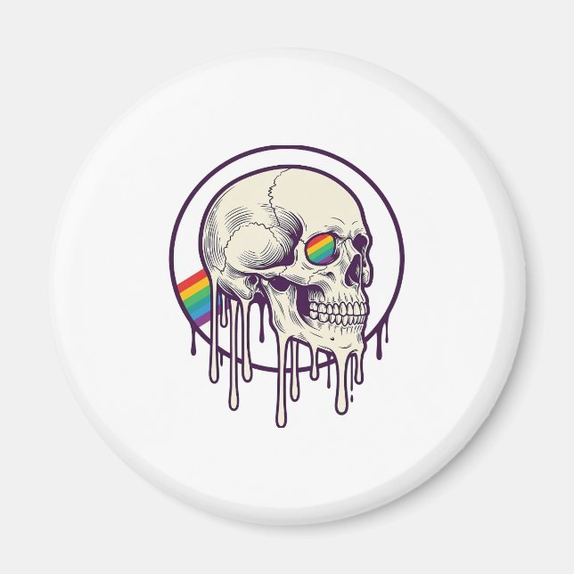 Rainbow Dripping Skull Vintage Engraving Design_1 Magnet (Front)