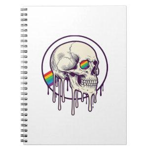 Rainbow Dripping Skull Vintage Engraving Design_1 Notebook