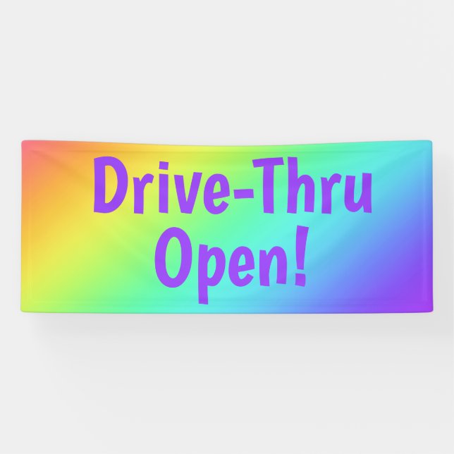 Rainbow Drive-Thru Open! Business Banner (Horizontal)